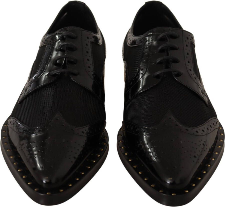 Dolce & Gabbana Zwarte Leren Sheer Wingtip Schoenen Black Dames