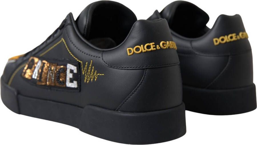 Dolce & Gabbana Zwarte leren Portofino Prince sneakers Black