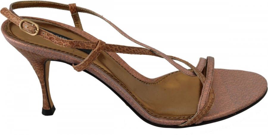 Dolce & Gabbana Luxe Enkelband Sandalen in Roze en Bruin Brown Dames