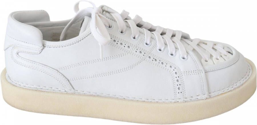 Dolce & Gabbana White Woven Leather Low Top Sneakers Shoes