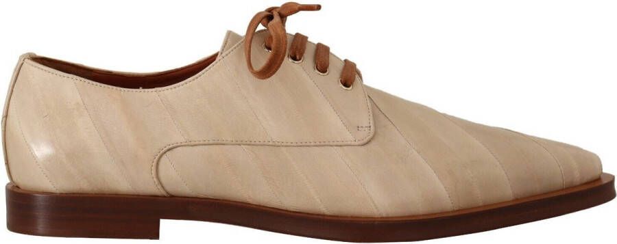 Dolce & Gabbana Zakelijke Schoenen Upgrade Echte Paling Leren Platte Schoenen Beige Dames