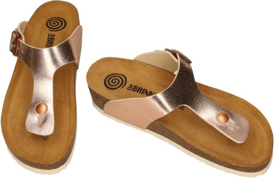 Dr Brinkmann -Dames roze-goud metallic slippers & muiltjes