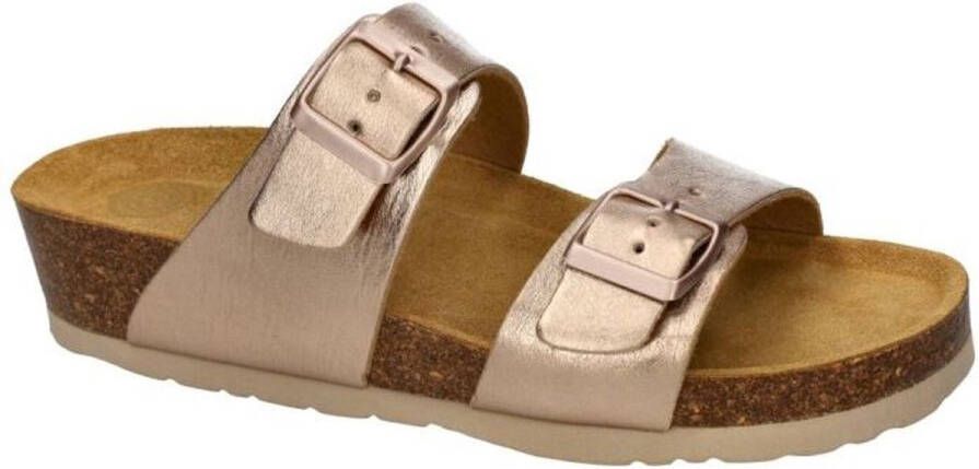 Dr Brinkmann -Dames roze-goud metallic slippers & muiltjes