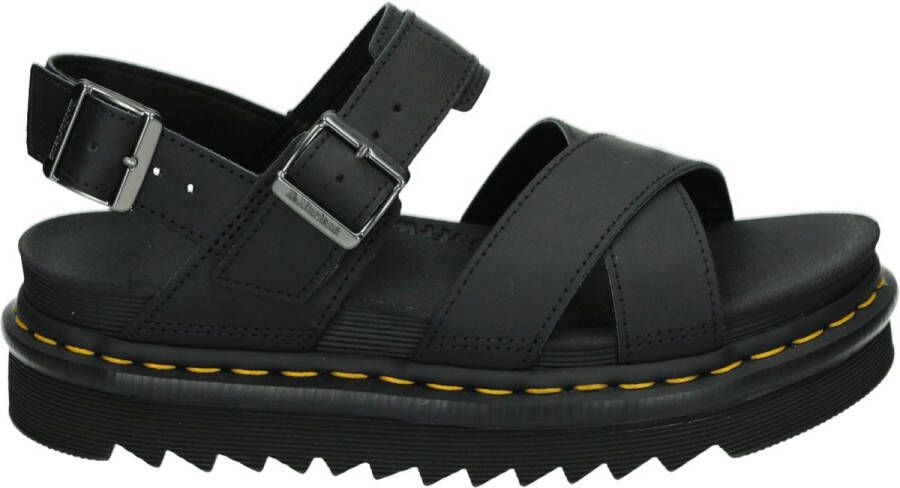 Dr. Martens DVOSS II BLACK HYDRO LEATHER Platte sandalenDames Sandalen Zwart