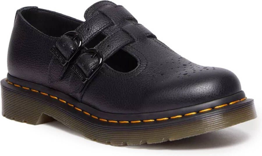 Dr. Martens Zwarte leren Mary Jane schoen met luchtkussen zool Black Dames