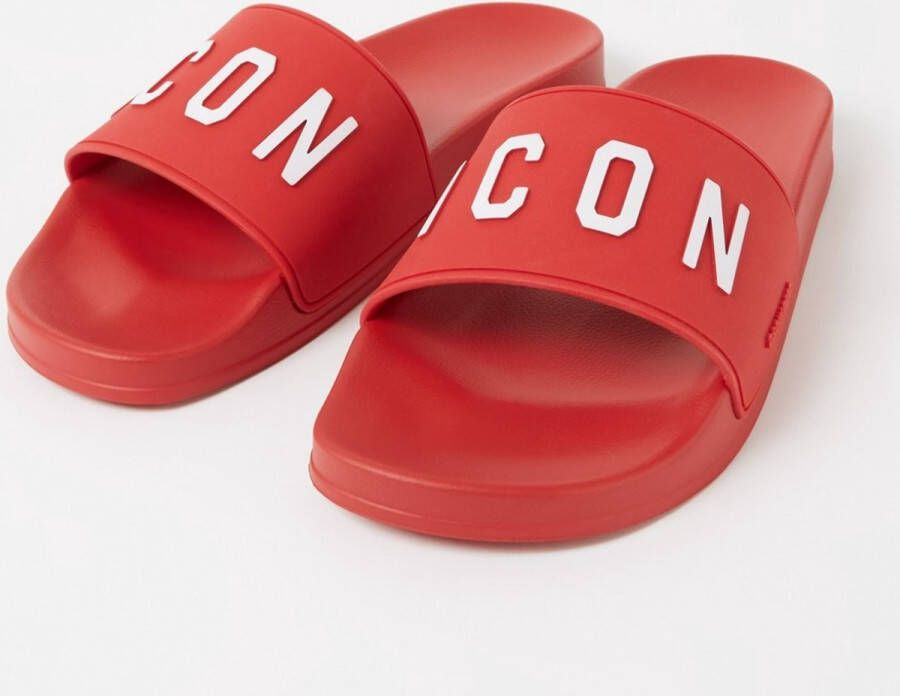 Dsquared2 Rode Logo-Ingeschoven Slippers Rood Heren