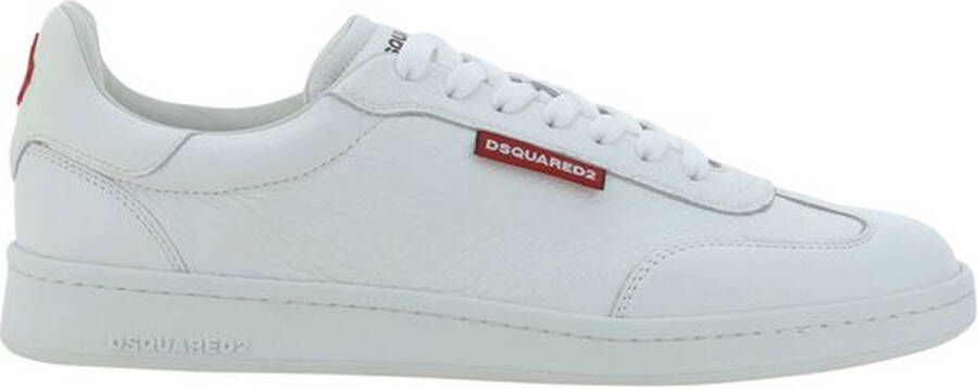 Dsquared2 Witte Deer-Print Leren Sneakers White Heren