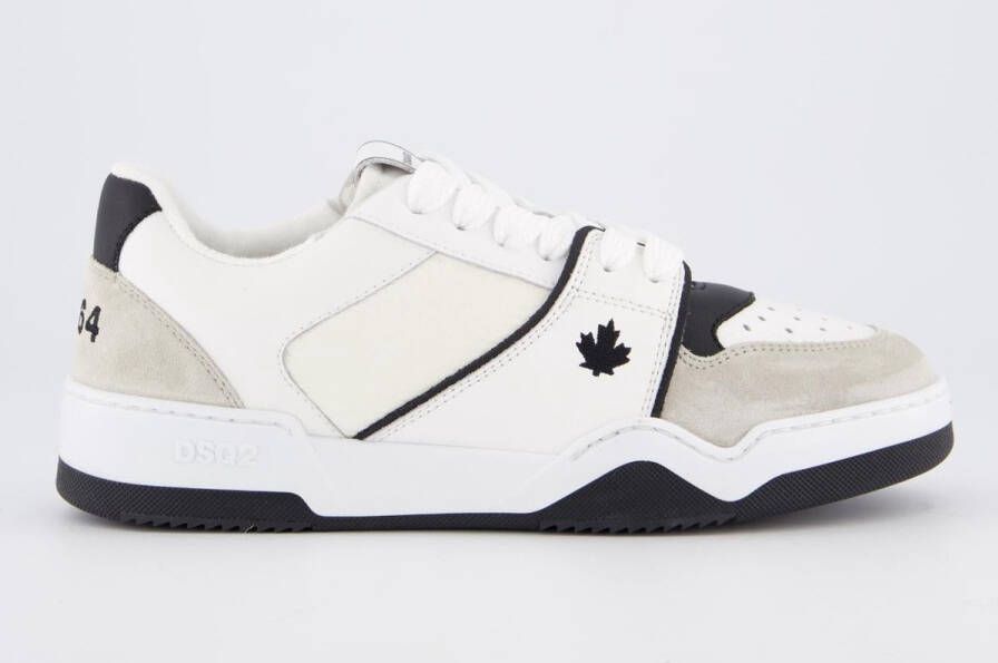 Dsquared2 Witte lage sneakers met driekleurige suède details Wit