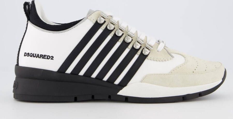 Dsquared2 Witte Zwarte Suède Sneaker met Legendarische Stijl Black Heren