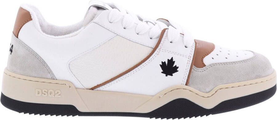 Dsquared2 Leren en Nylon Contrast Sneakers Beige Heren