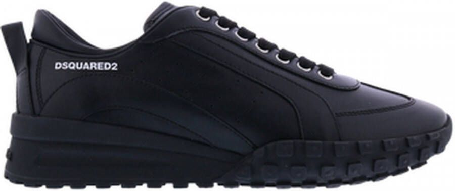 Dsquared2 Zwarte Leren Sneakers met Geperforeerd Detail Black Heren