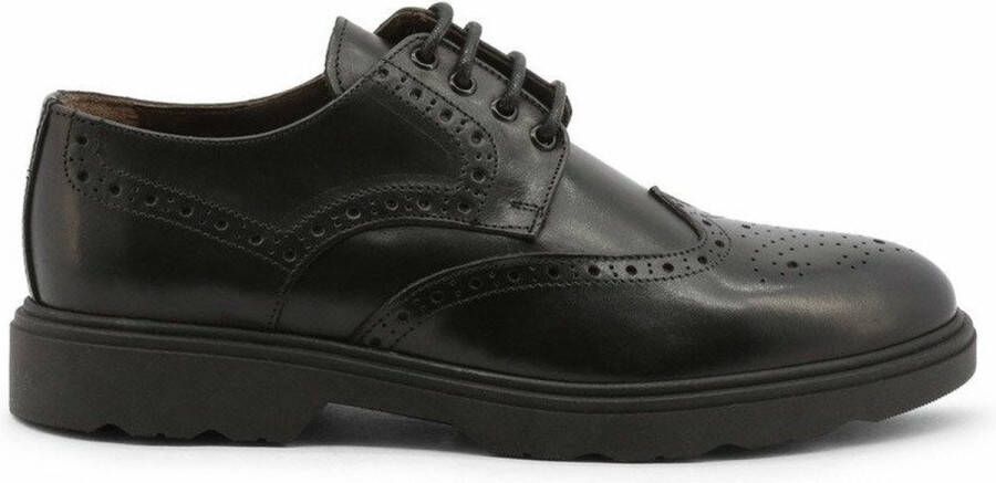 Duca di Morrone Zwarte leren veterschoenen Black Heren