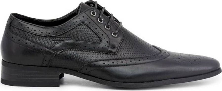 Duca di Morrone Metalen Eyelet Puntige Neus Veterschoenen Black Heren