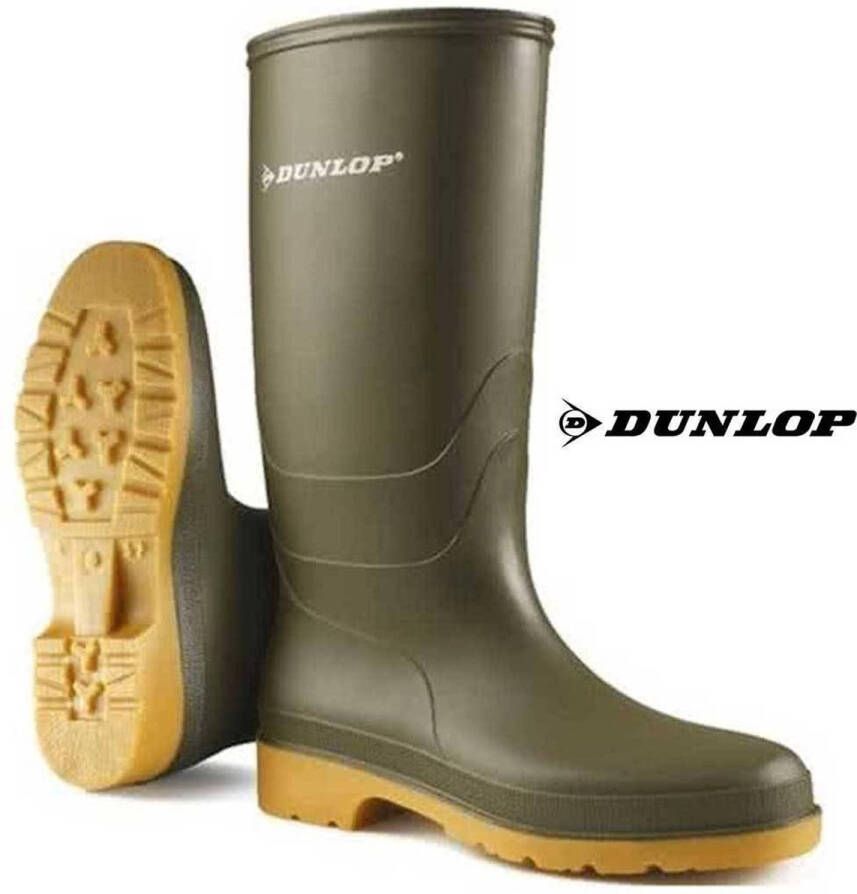 Dunlop Rubberen regenlaarzen merk en kleur groen 100% waterdicht