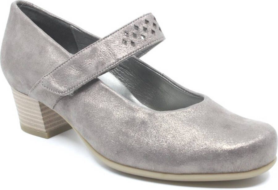 Durea 5735 Taupe Pump klittenband sluiting nubuck Wijdte H