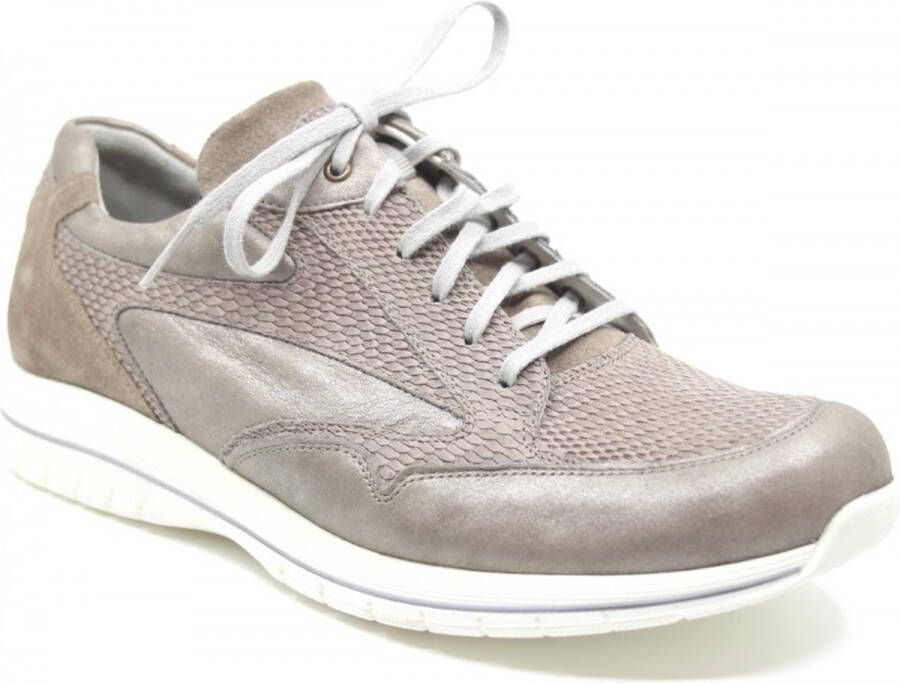 Durea 6148 682 8213 Mooi dames taupe kleurige sneaker met een fijne afwikkeling