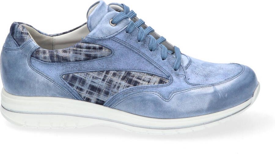 Durea 6148 685 0159 Blauwe veterschoenen met fijne afwikkeling wijdte H