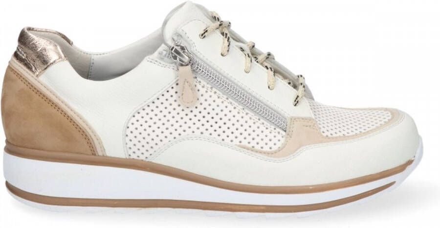 Durea -Dames Sneaker 6262-685-9497 Beige wit Wijdte H ½ ( 40)