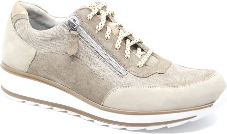 Durea 6263 684 9679 Beige combi sneaker met rits wijdte G