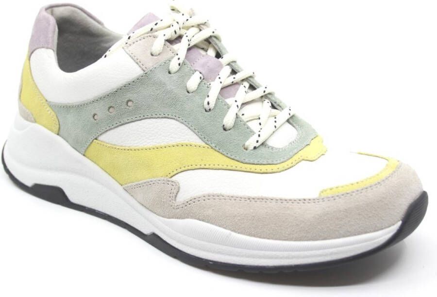 Durea 6267 684 0839 Beige geel groen wit combi sneaker wijdte G