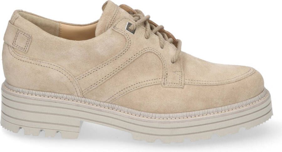 Durea 6276 095 0435 Taupe nubuck trendy veterschoenen wijdte H