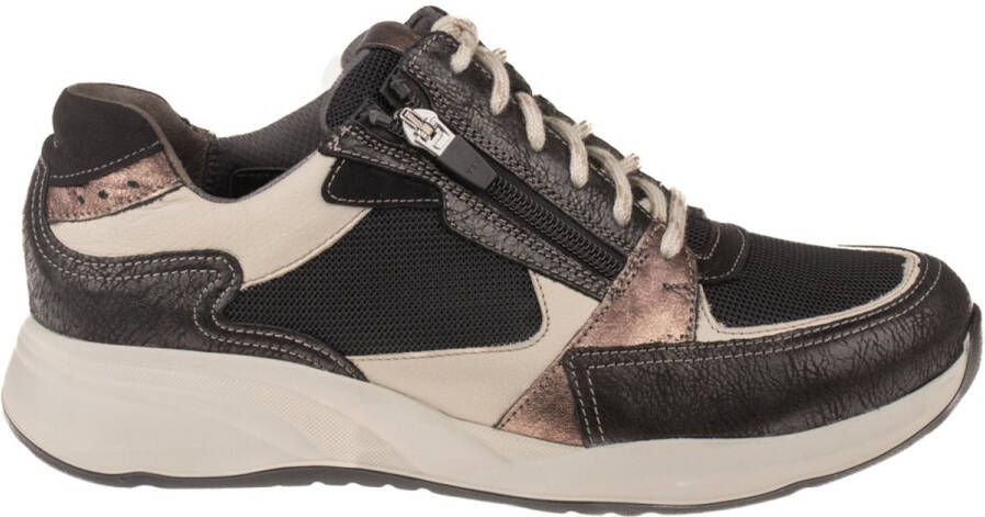 Durea Sportieve Lage Damesschoenen Zwart Patroon