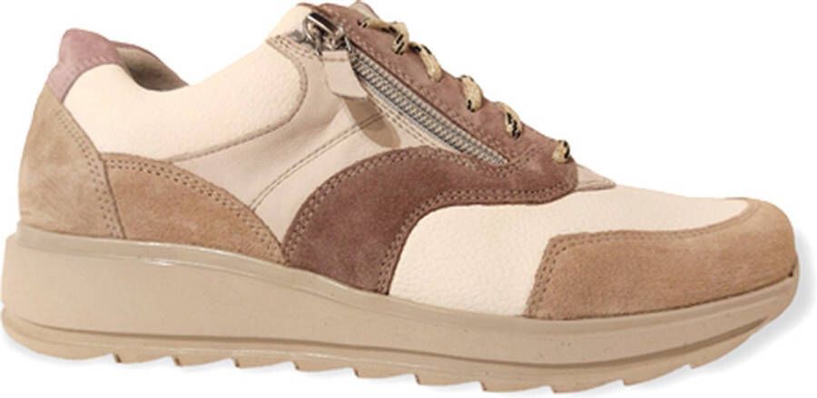 Durea 6279 688K 0358 Taupe Wit Beige K-Wijdte Veterschoenen