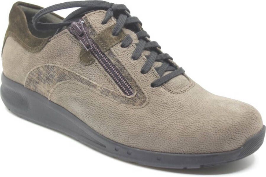 Durea Go 6240 684 9844 Taupe kleurige veterschoen met rits