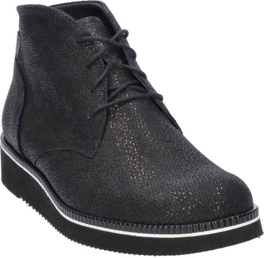 Durea Lage Veterboot 9654 475 9809 Zwart Print Wijdte H 6½