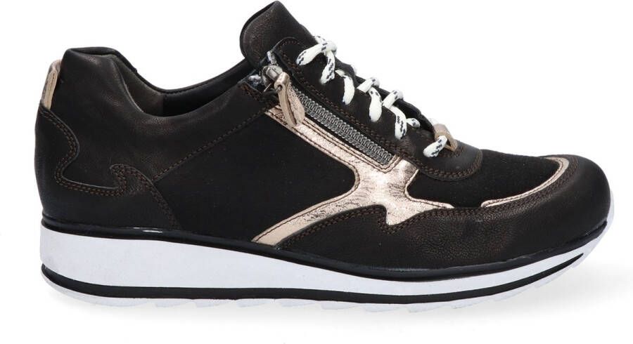 Durea Sneaker 6261 688 9440 Zwart Goud Wijdte K 3½ 36½