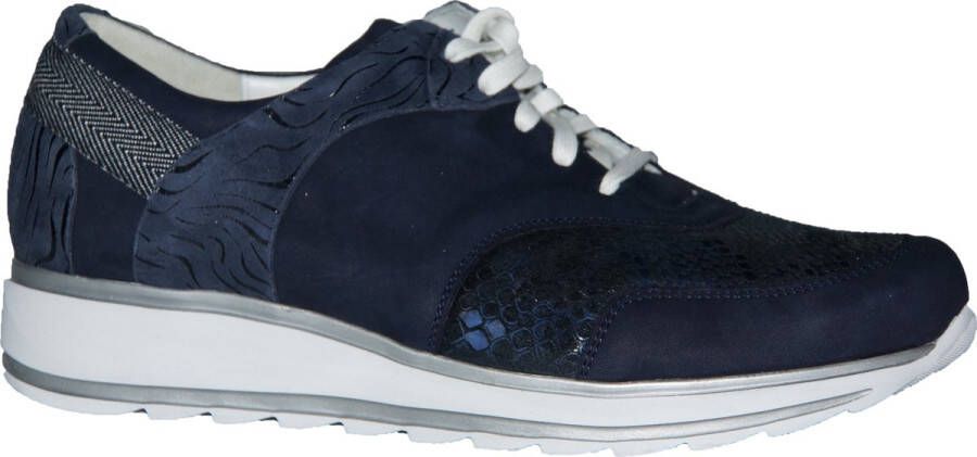 Durea Sneakers Dames Lage sneakers Damesschoenen Leer 6225 688 Pythonprint Blauw combi (42 5)