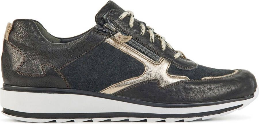 Durea Sneakers Dames Lage sneakers Damesschoenen Leer 6261 685 Zwart combi