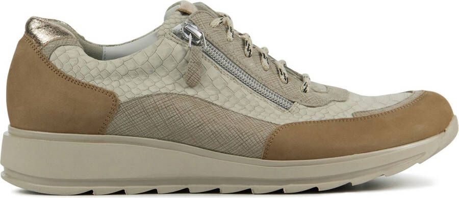 Durea Sneakers Dames Lage sneakers Damesschoenen Suède 6263 685 Pythonprint Beige combi