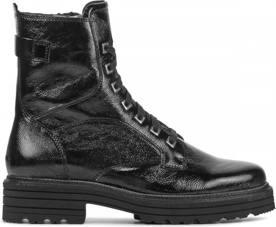 Durea Veterboots Dames Laarzen Damesschoenen Leer 9758 755 Zwart