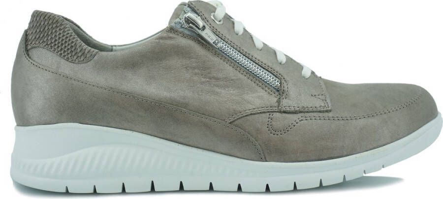 Durea 6242 435 8393 Taupe veterschoenen met rits wijdte H