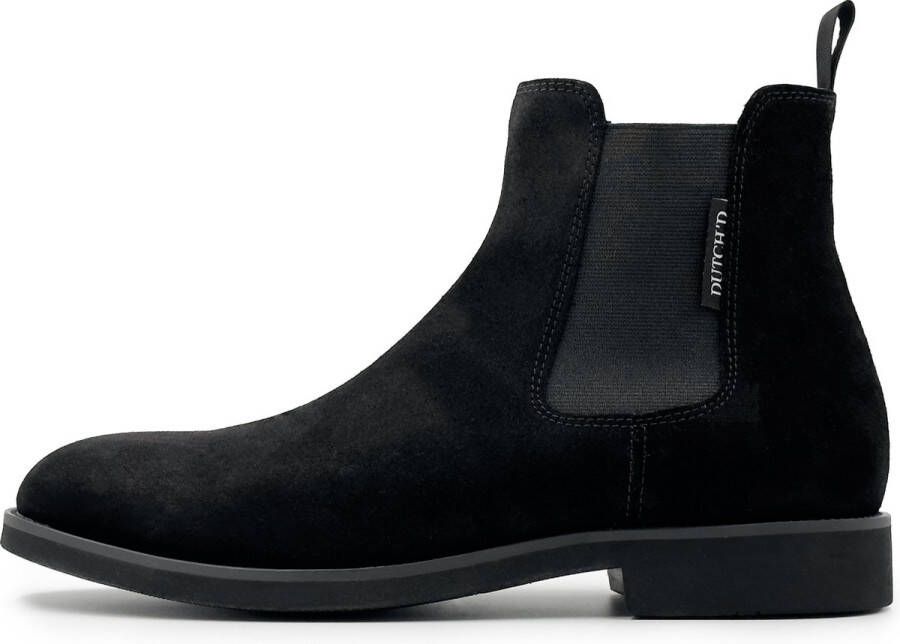 DUTCH'D Chelsea Boot Zwart Luxe Suede Leer