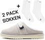 DUTCH'D Luxe pantoffel + Gratis sokken! + Gratis sokken! Sloffen Designer- Ease Mule Grijs Cream Echt wol! Heerlijk warm - Thumbnail 4