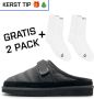 DUTCH'D Luxe pantoffel + Gratis sokken! Unisex Sloffen Muiltjes instappers Designer Ease Mule zwart Echt wol! Heerlijk warm - Thumbnail 6