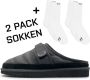 DUTCH'D Luxe pantoffel + Gratis sokken! Unisex Sloffen Muiltjes instappers Designer Ease Mule zwart Echt wol! Heerlijk warm - Thumbnail 3