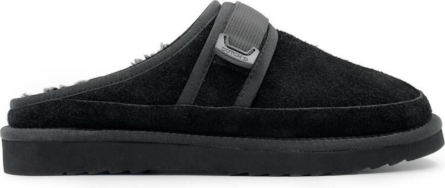 DUTCH'D Luxe Suede pantoffel Sloffen Designer- Ease Mule Suede zwart Echt wol! Heerlijk warm