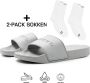 DUTCH'D Rubberen slipper + Gratis koffie thee mok TWV € 14 95 Tijdelijk! Grijs anti slip Comfortabel Dubbele maten unisex Heren Badslippers Slippers Badslippers - Thumbnail 2