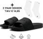 DUTCH'D Rubberen slipper + GRATIS 2 paar Sport Sokken t.w.v € 13 95 Sloffen Logo slides zwart anti slip badslippers Comfortabel Dubbele maten Nederlands merk unisex Slipper - Thumbnail 14