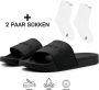 DUTCH'D Rubberen slipper + GRATIS 2 paar Sport Sokken t.w.v € 13 95 Sloffen Logo slides zwart anti slip badslippers Comfortabel Dubbele maten Nederlands merk unisex Slipper - Thumbnail 15