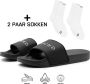 DUTCH'D Rubberen slipper + Gratis koffie thee mok TWV € 14 95 Tijdelijk! zwart wit anti slip Comfortabel Dubbele maten unisex Heren Badslippers Slippers Badslippers - Thumbnail 4