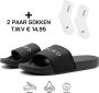 DUTCH'D Rubberen slipper + GRATIS 2 paar Sport Sokken t.w.v € 13 95 zwart wit anti slip Comfortabel Dubbele maten unisex - Thumbnail 5