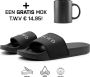 DUTCH'D Rubberen slipper + Gratis koffie thee mok TWV € 14 95 Tijdelijk! zwart wit anti slip Comfortabel Dubbele maten unisex Heren Badslippers Slippers Badslippers - Thumbnail 5