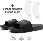 DUTCH'D Rubberen slipper + Gratis koffie thee mok TWV € 14 95 Tijdelijk! zwart wit anti slip Comfortabel Dubbele maten unisex Heren Badslippers Slippers Badslippers - Thumbnail 4