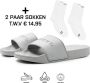 DUTCH'D Rubberen slipper + Gratis koffie thee mok TWV € 14 95 Tijdelijk! Grijs anti slip Comfortabel Dubbele maten unisex Heren Badslippers Slippers Badslippers - Thumbnail 2