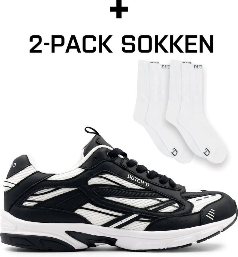 DUTCH'D Sneaker + 2 pack sokken White Black Arena