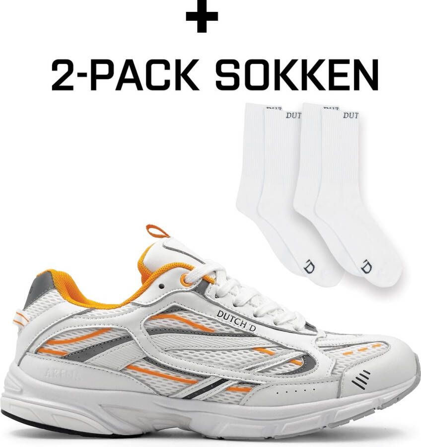 DUTCH'D Sneaker + 2 pack Sokken White Orange Arena